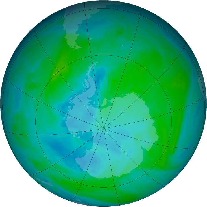 Antarctic ozone map for 23 January 2001